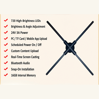 3D LED Hologram Fan Display with App Control and Optional Stand