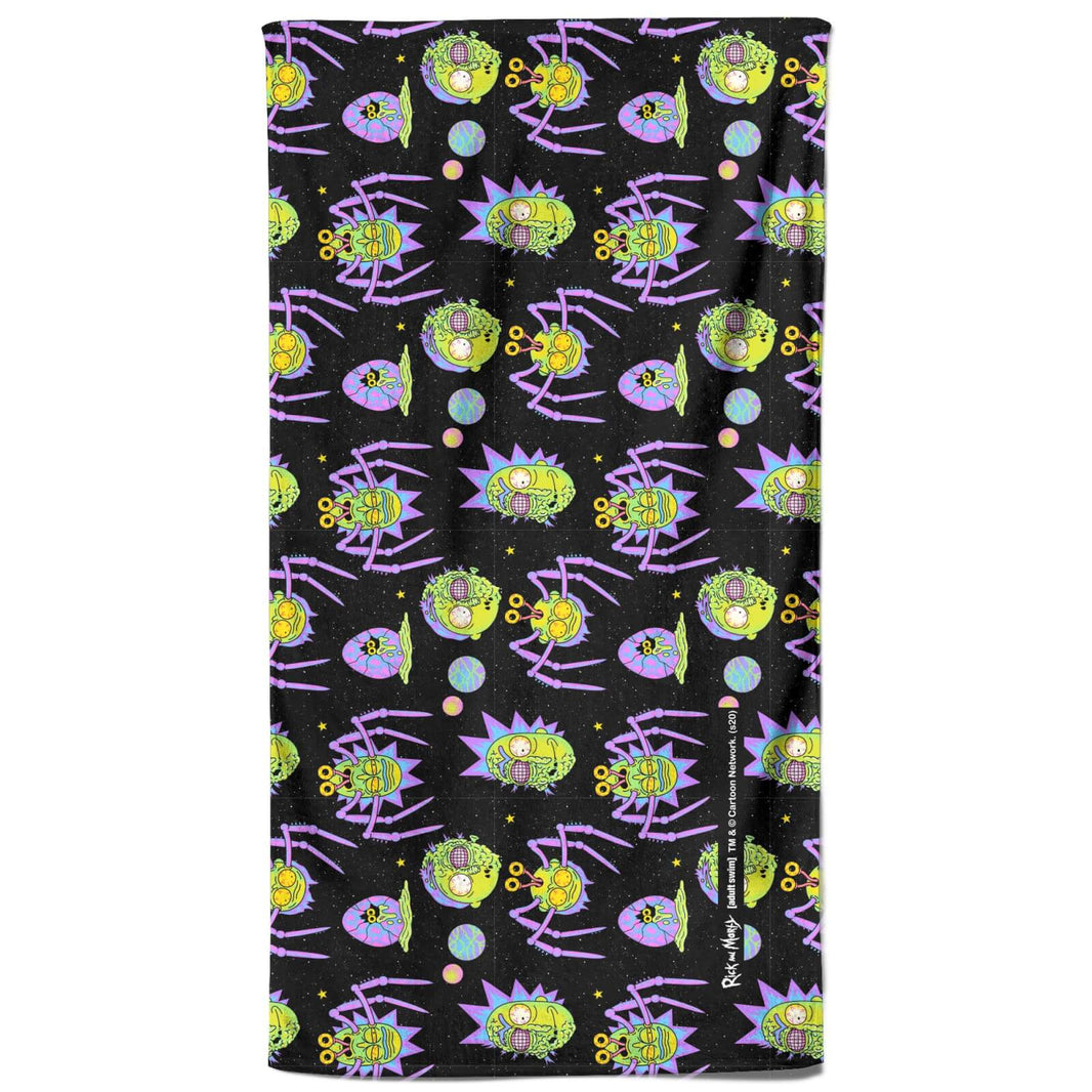 Rick and Morty Brain Head And Spiders Beach Towel
