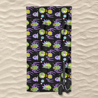 Rick and Morty Brain Head And Spiders Beach Towel