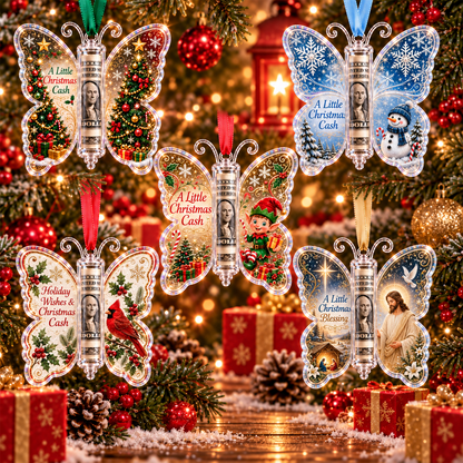 🔥Last Day 49% OFF🦋💵 Christmas Cash Gift Butterfly Ornament – Holiday Money Holder Keepsake 🎄✨