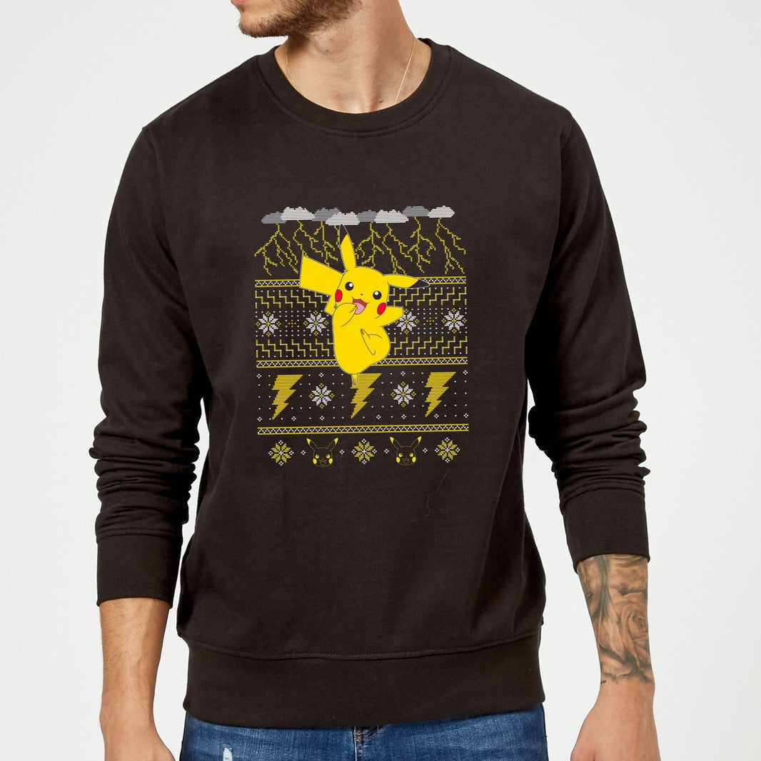 Pokemon Pikachu Christmas Christmas Jumper - Black