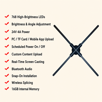 3D LED Hologram Fan Display with App Control and Optional Stand