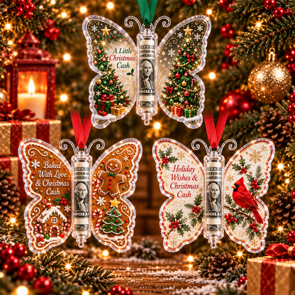 🔥Last Day 49% OFF🦋💵 Christmas Cash Gift Butterfly Ornament – Holiday Money Holder Keepsake 🎄✨