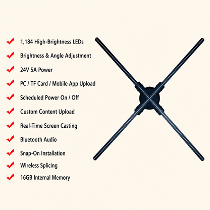 3D LED Hologram Fan Display with App Control and Optional Stand