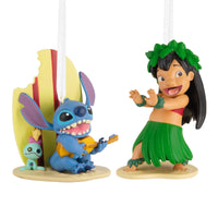Hallmark Storied Moments Disney Lilo  Stitch Christmas Ornaments - Set of 2