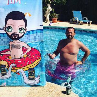 ClaireaBella Mens Personalised Beach Towel - Pool Party
