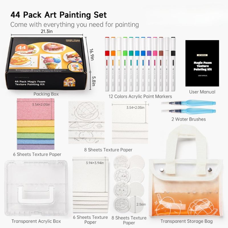 Magic Water-Activated 3D Art Kit – 44-Piece Creative Painting Set