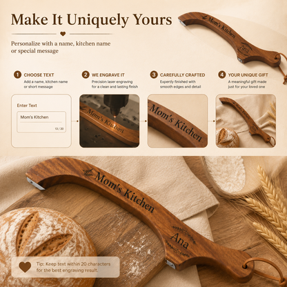 Personalized Engraved Acacia Bread Knife
