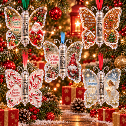 🔥Last Day 49% OFF🦋💵 Christmas Cash Gift Butterfly Ornament – Holiday Money Holder Keepsake 🎄✨