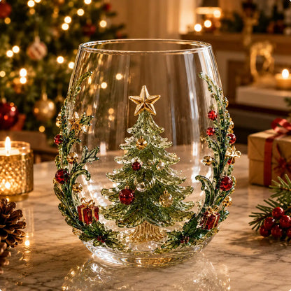 🔥🎁Christmas 3D Wine Glass Collection Gift Box Set✨🎅Magical Christmas  Glass Cup Collection