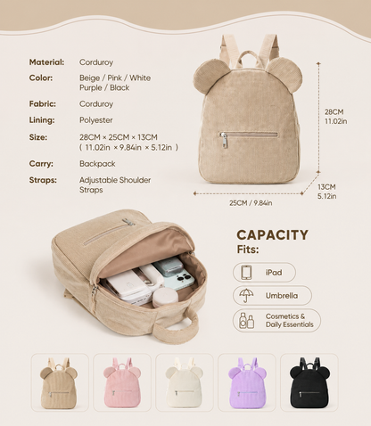 Personalized Corduroy Bear Kids Backpack
