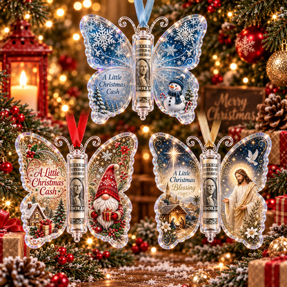 🔥Last Day 49% OFF🦋💵 Christmas Cash Gift Butterfly Ornament – Holiday Money Holder Keepsake 🎄✨