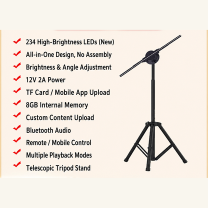 3D LED Hologram Fan Display with App Control and Optional Stand
