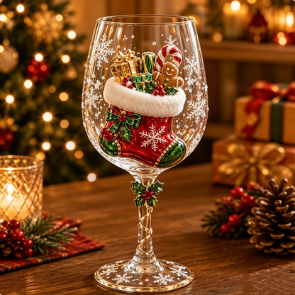 🔥🎁Christmas 3D Wine Glass Collection Gift Box Set✨🎅Magical Christmas  Glass Cup Collection