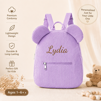 Personalized Corduroy Bear Kids Backpack