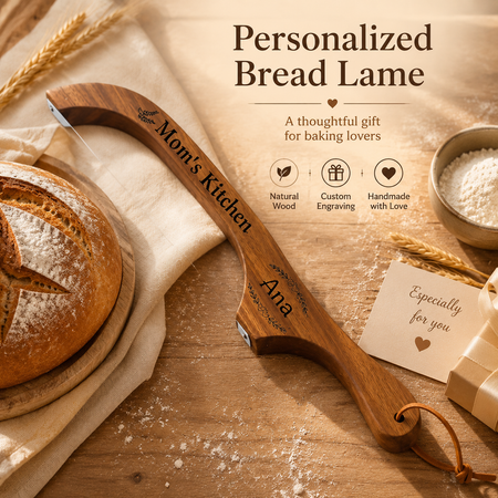 Personalized Engraved Acacia Bread Knife