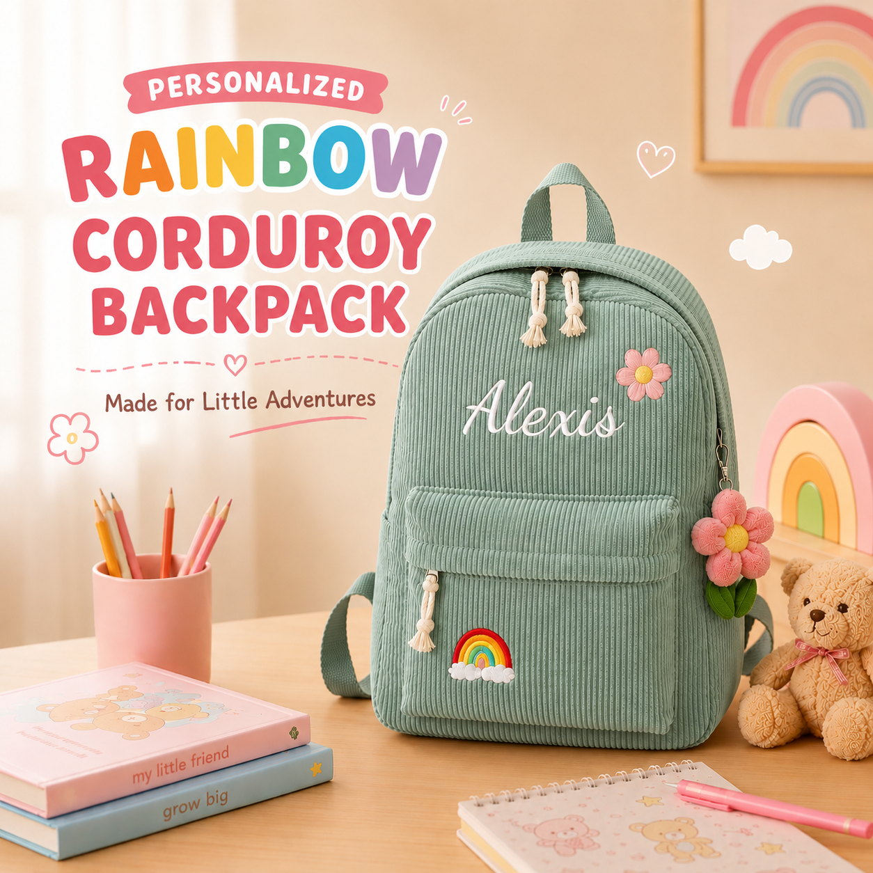 Personalized Meadow Corduroy Backpack