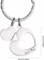 Personalized Mother & Daughter Heart Keychain