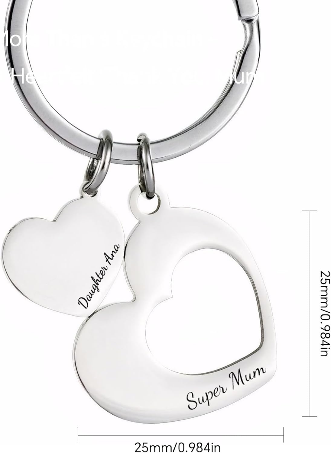 Personalized Mother & Daughter Heart Keychain
