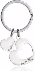 Personalized Mother & Daughter Heart Keychain