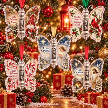 🔥Last Day 49% OFF🦋💵 Christmas Cash Gift Butterfly Ornament – Holiday Money Holder Keepsake 🎄✨