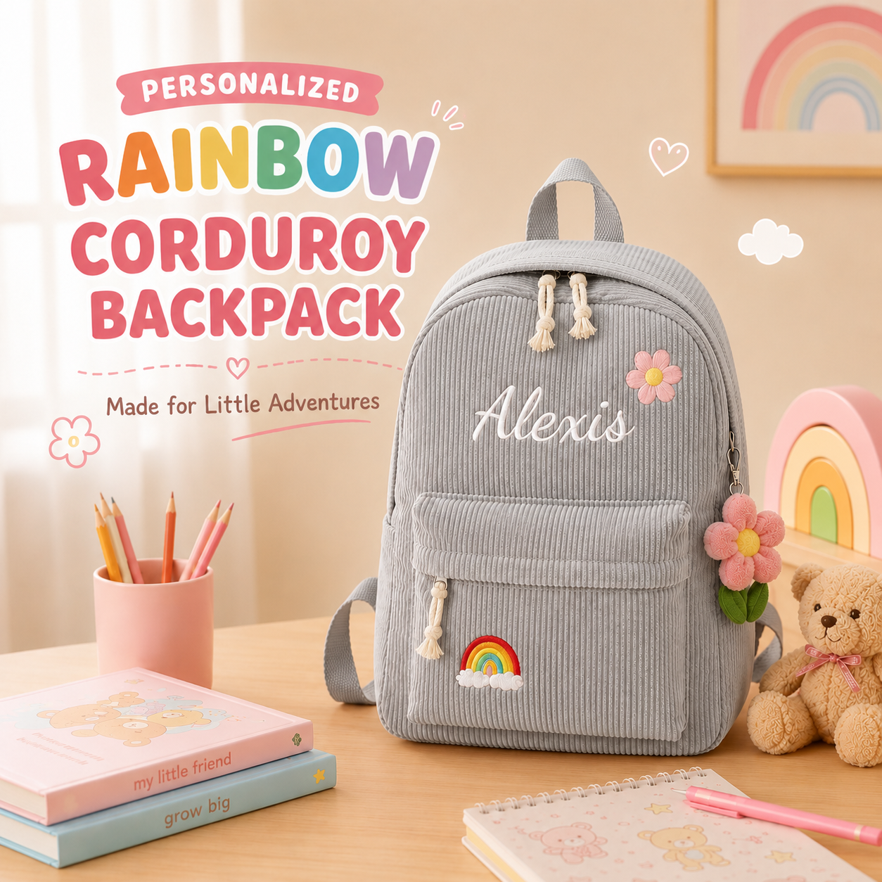 Personalized Meadow Corduroy Backpack