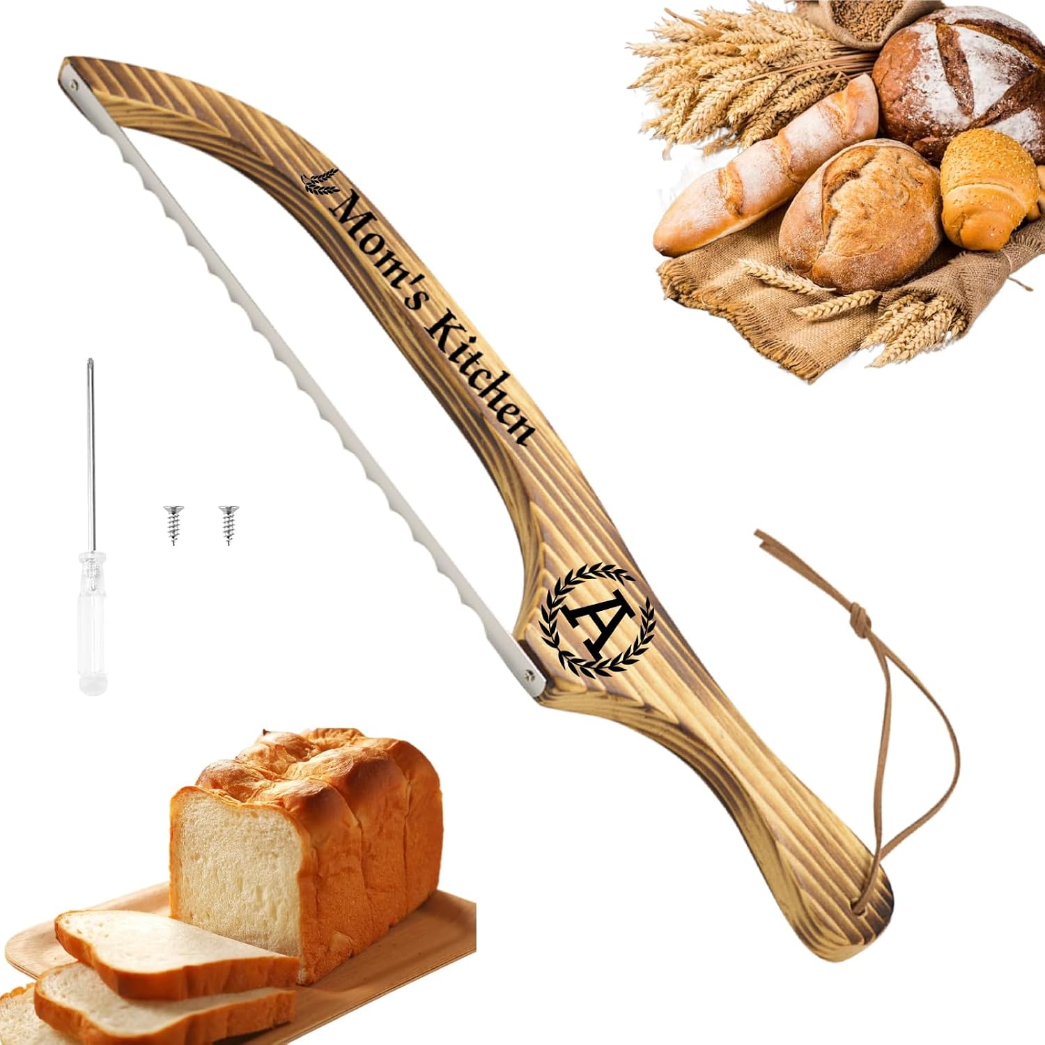 Personalized Engraved Acacia Bread Knife