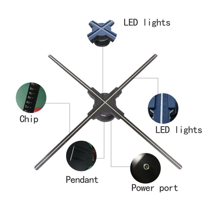 3D LED Hologram Fan Display with App Control and Optional Stand