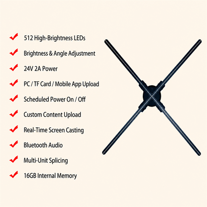 3D LED Hologram Fan Display with App Control and Optional Stand