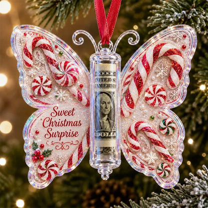 🔥Last Day 49% OFF🦋💵 Christmas Cash Gift Butterfly Ornament – Holiday Money Holder Keepsake 🎄✨