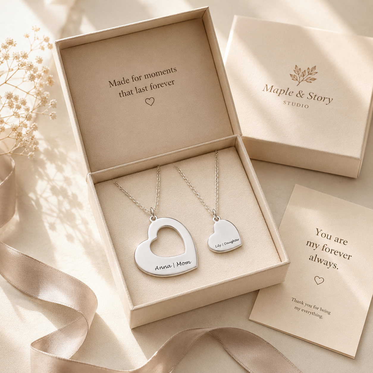 Personalized Mother & Daughter Necklace Set