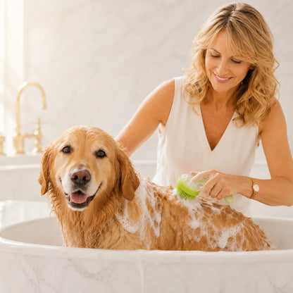 Pet Bath Brush with Built-in Shampoo Dispenser