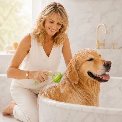 Pet Bath Brush with Built-in Shampoo Dispenser