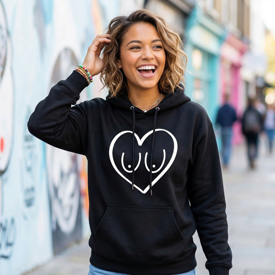 Breast Heart Hoodie - Black