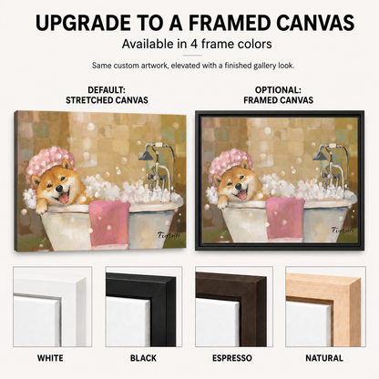Bath Time Shiba Canvas