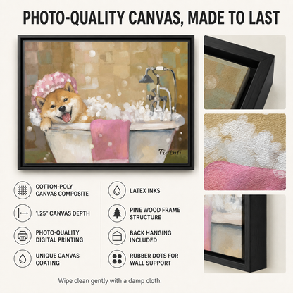 Bath Time Shiba Canvas