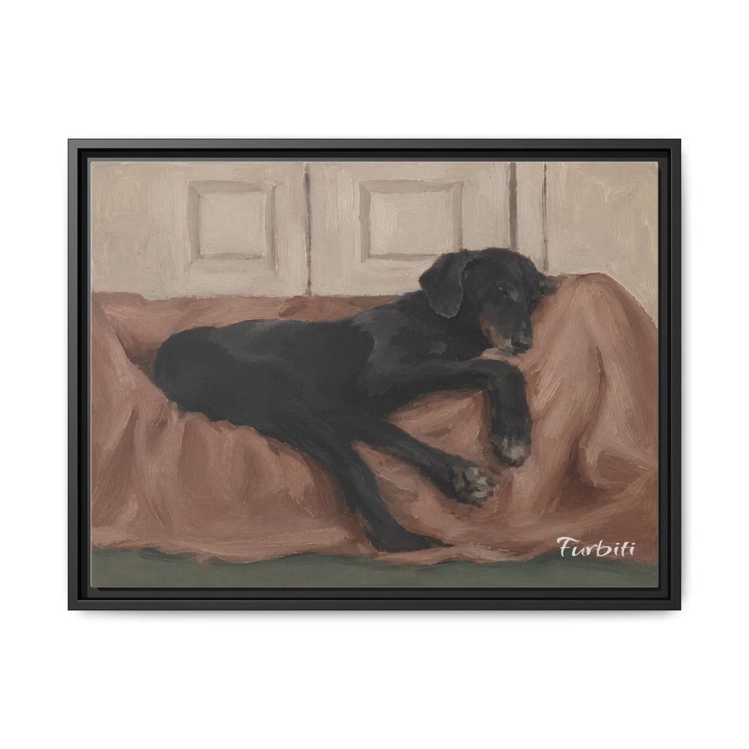Schwarzer Hund Ruhend Leinwand
