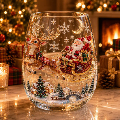 🔥🎁Christmas 3D Wine Glass Collection Gift Box Set✨🎅Magical Christmas  Glass Cup Collection