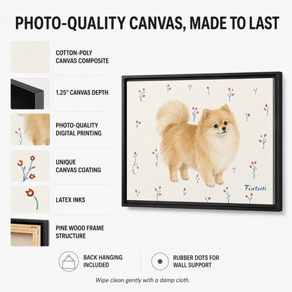 Cremefarbener Pomeranian auf Leinwand
