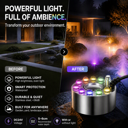🎃 Halloween Magic Mist Maker – 12 LED Lights for Cauldrons, Fountains & Spooky Décor