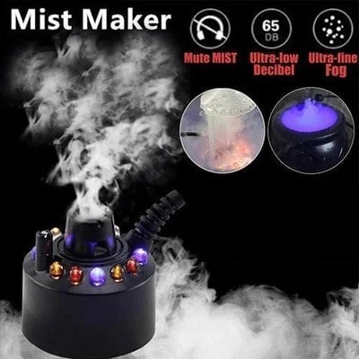🎃 Halloween Magic Mist Maker – 12 LED Lights for Cauldrons, Fountains & Spooky Décor