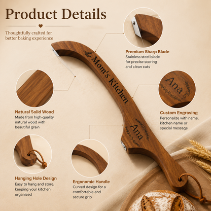 Personalized Engraved Acacia Bread Knife