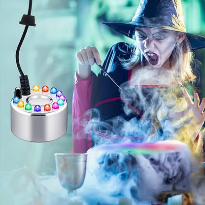 🎃 Halloween Magic Mist Maker – 12 LED Lights for Cauldrons, Fountains & Spooky Décor