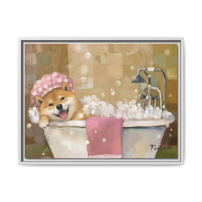 Bath Time Shiba Canvas
