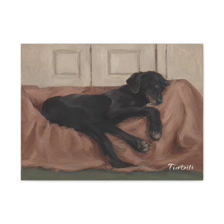 Resting Black Dog Canvas