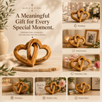 Personalized Olive Wood Interlocking Hearts