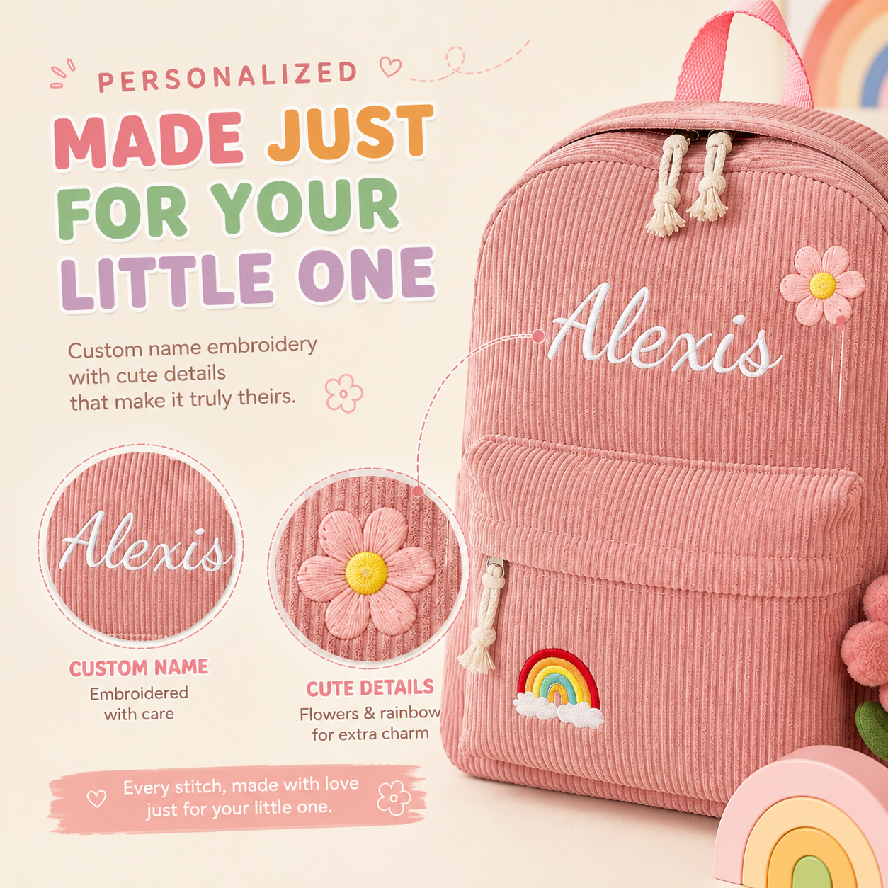 Personalized Meadow Corduroy Backpack