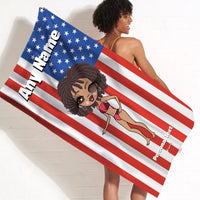 ClaireaBella Womens Personalised Beach Towel - American Flag