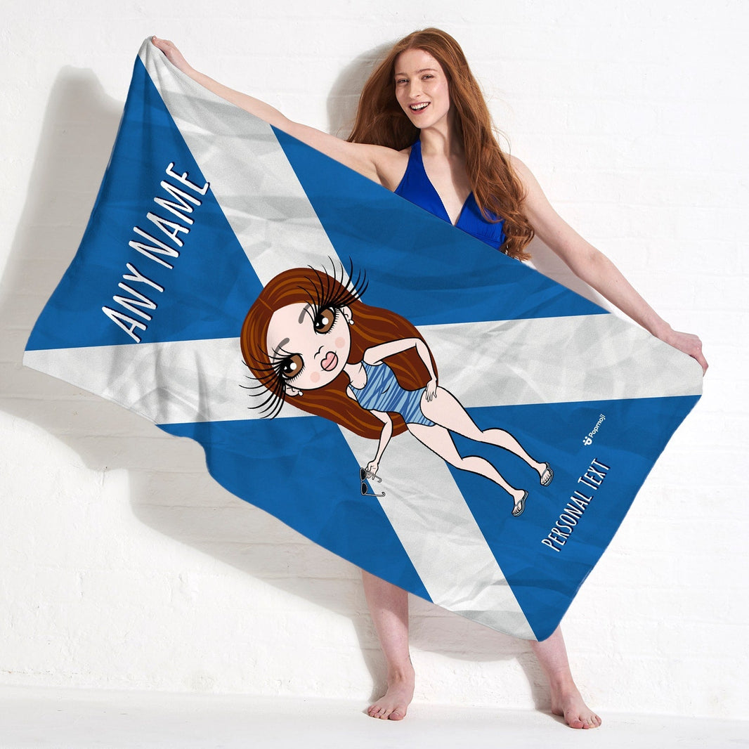 ClaireaBella Womens Personalised Beach Towel - Scottish Flag
