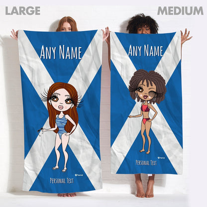 ClaireaBella Womens Personalised Beach Towel - Scottish Flag